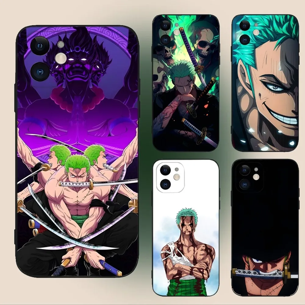 

O-OneS R-Roronoa Z-Zoro P-PieceS Phone Case For iPhone 15,14,13,12,11,Plus,Pro Max,XS,X,XR,SE,Mini,8,7 Soft Silicone Black Cover