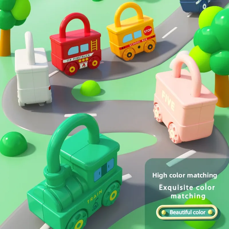 Boy Unlocking Toy Car Early Education Puzzle Baby Digital Pairing Key Lock Baby 1 Year Old Montessori Early Education