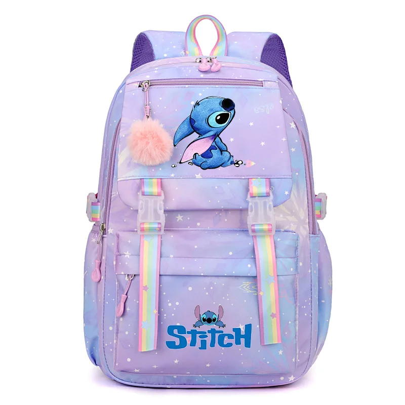 Stitch Disney Large Capacity Backpack, Casual Nylon Cute Daypack, Cartoon Anime Schoolbag, Girl Casual Travel Commute Knapsack