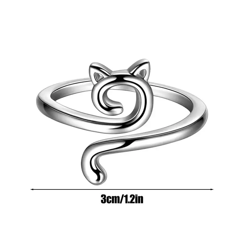 Adjustable Size Yarn Ring Cat Ears Crochet Ring Beginner Knitting Crocheting Loop Thread Wrapped Rings Tension Regulator Tool