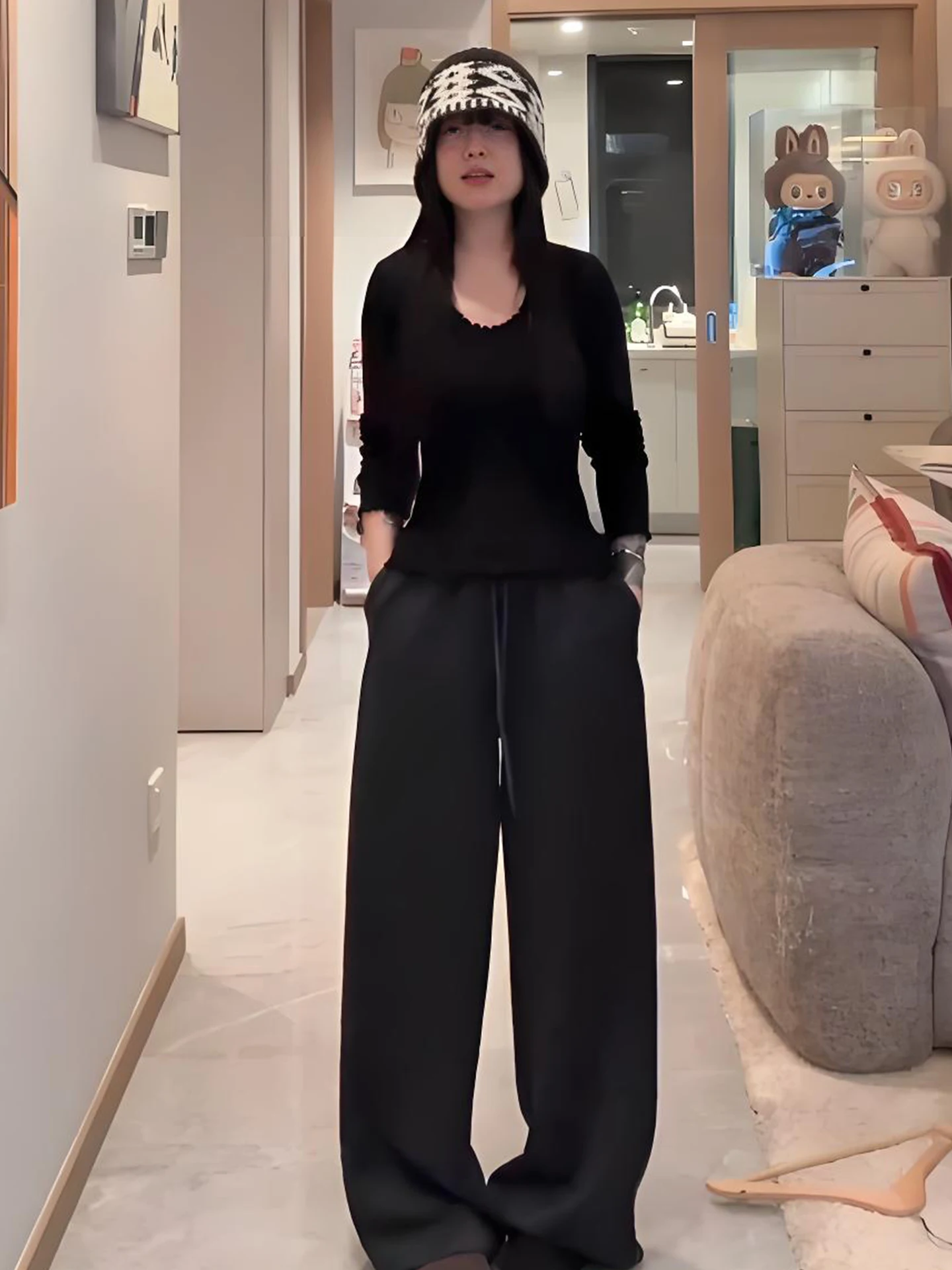 

Женский вязаный топ Cloud Ear Musoom с длинными рукавами, двухцветный, с завышенной талией, облегающий, из смесовой шерсти