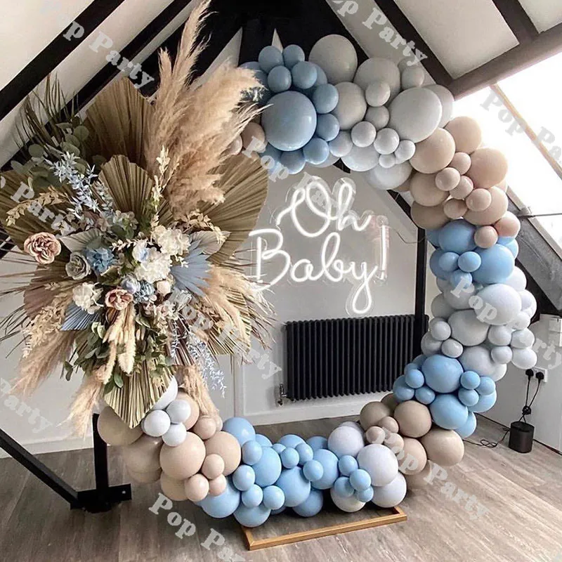 

DIY Blue Balloons Garland Arch "Oh Baby" Shower Balloon Kit Double Nude Taupe Globos Baby Shower Wedding Party Decor Supplies