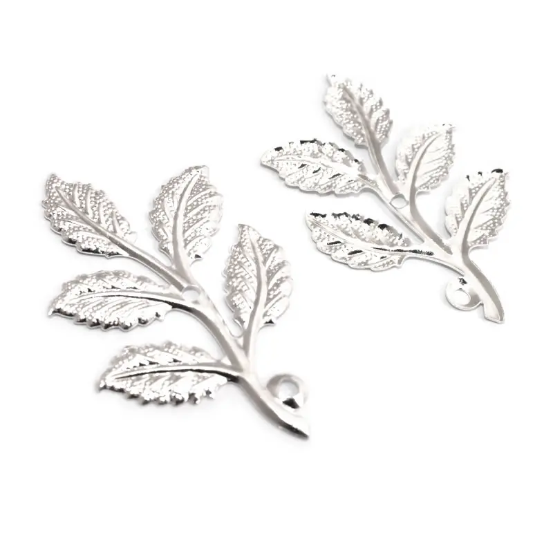 20PCS Not plated color Brass Tree Leaves Charms Pendants High Quality Diy Jewelry Making Supplies Earrings Accessories for Women