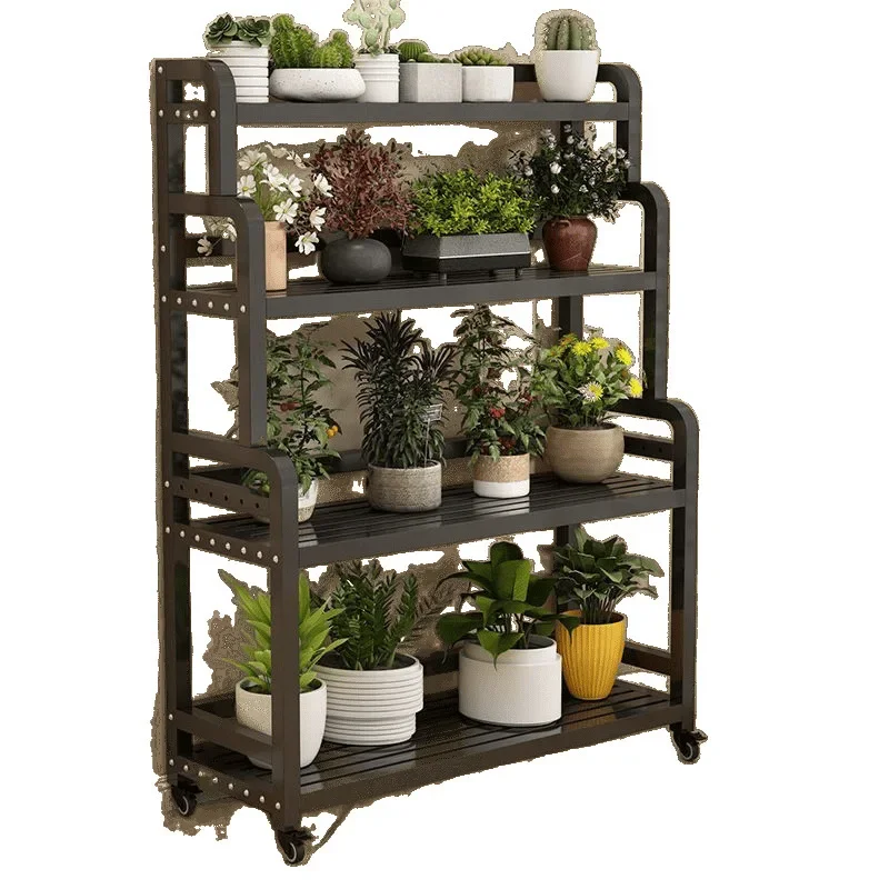 

Storage balcony multi-layer flower shelves, household floor-to-ceiling wrought iron plant flower pot shelves