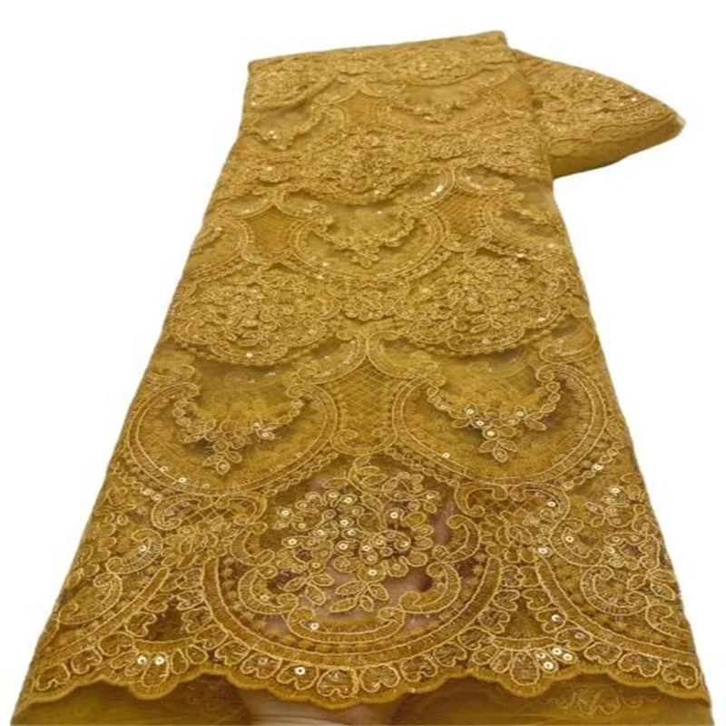 

African Lace Fabric 2022 Embroidered Nigerian Wedding Lace Fabric High Quality French Tulle Lace Fabric With Sequins For Wedding