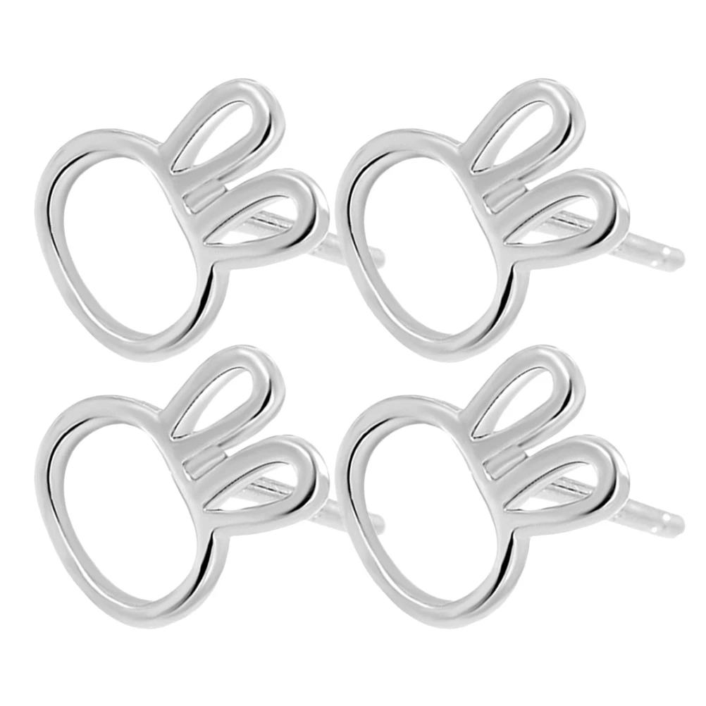 

2 Pairs Bunny Earrings Jewelry for Women Cute Animal Cartoon Zinc Alloy
