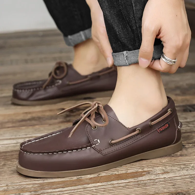 Shoes for Men Genuine Leather Driving Shoes Retro Fashion Docksides Boat Shoes Classic Men Designer Flat Shoe