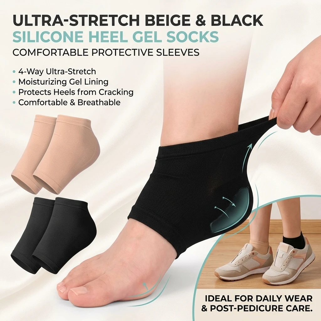 Unisex Silicone Anti-Crack Socks for Foot Heel Pain Relief Moisturizing SPA Hydralgia Therapy Socks Comfortable Slip-On Ankle Co
