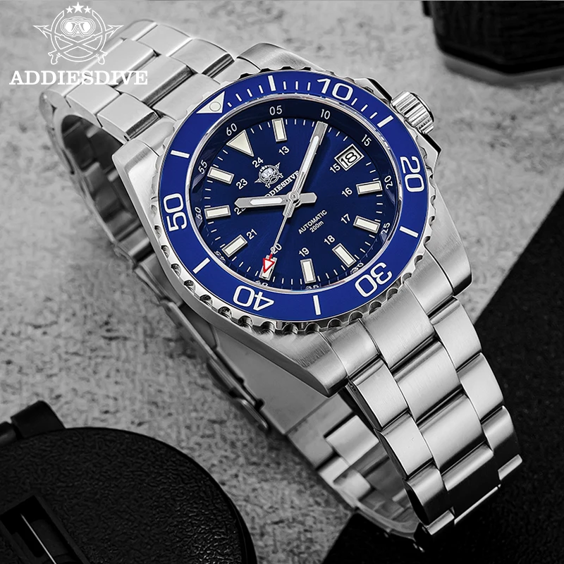 ADDIESDIVE New Fashion Super Luminous Men's Watches Ceramic Bezel NH35A Sapphire Automatic Mechanical 20Bar Diving Watch AD2086