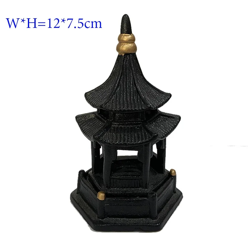 Octogonal Pagoda Chá Pet Ornamentos, Feng Shui Mini Jardim Acessórios, Decorações Cerâmicas para Home Decor, Black Tea Play, Ornamentos