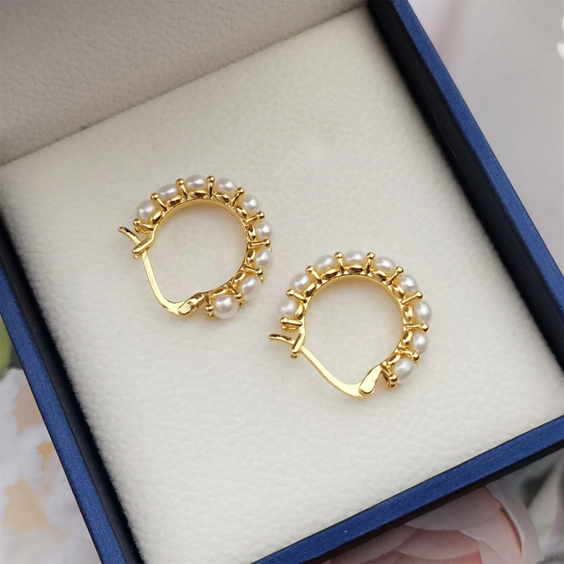 

New Fashion Vintage Japan Korean Hoop Earrings for Women Handmade Sweet Simulated Pearl Circle Jewelry Pendientes Gifts