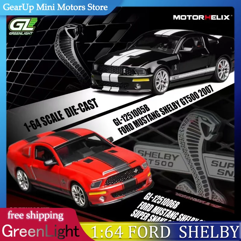 

GreenLight x Motorhelix 1:64 Ford Mustang Shelby GT500, предварительная продажа, литой под давлением из сплава Super Snake для коллекционеров Mustang, модель автомобиля, игрушка