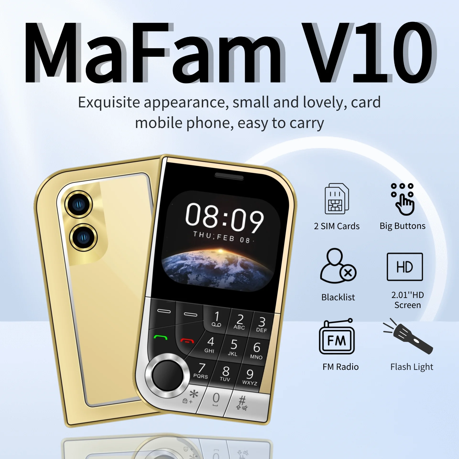 2G GSM Slim Palm Mobile Phone Affordable Price For Kids & Students Cute Push Button Torch Voice Converter Camera Compact Size