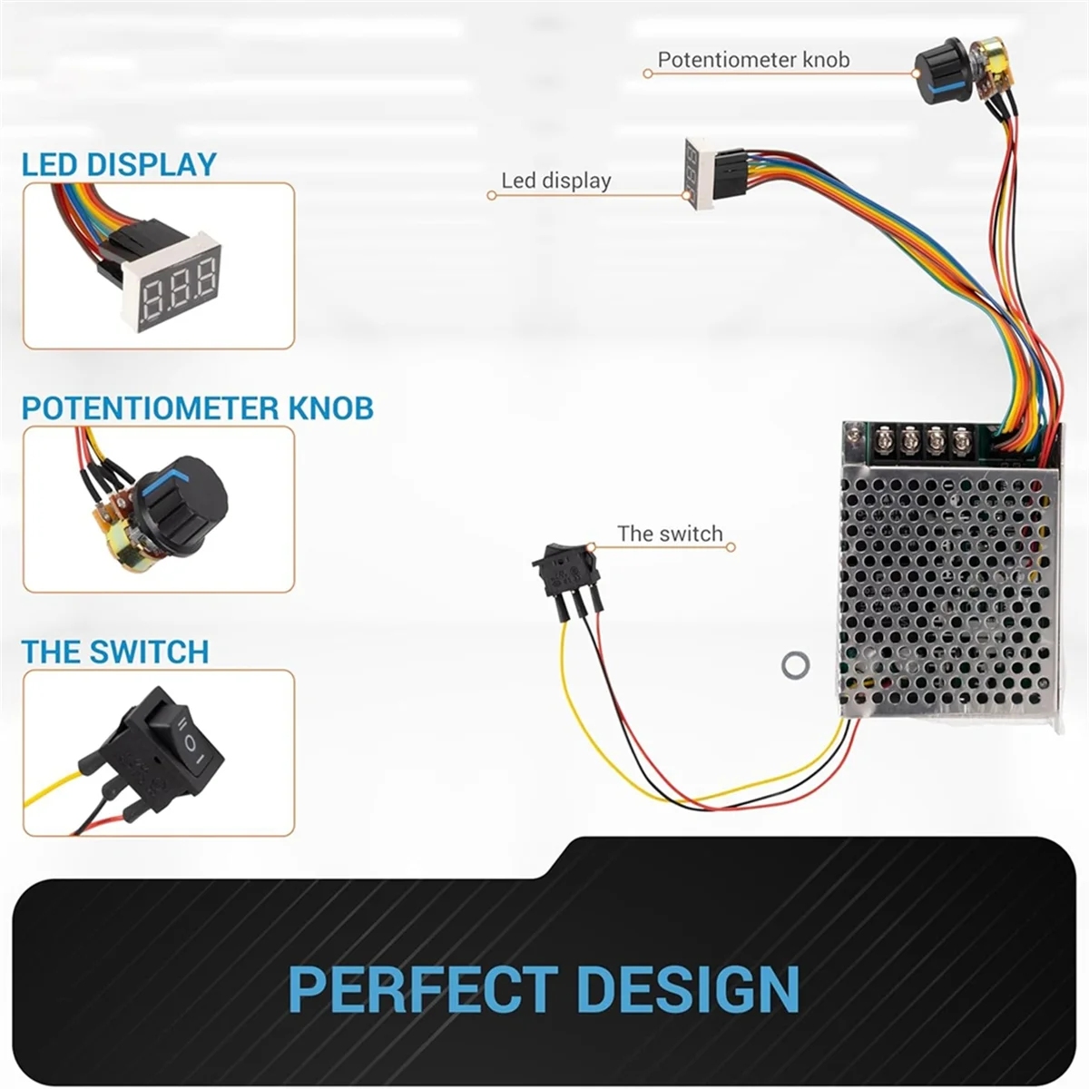 A79G 10-55V 12V 24V 36V 48V 60A 15KHZ PWM DC Brushed Motor Speed Controller Switch with LED Display, Forward Brake