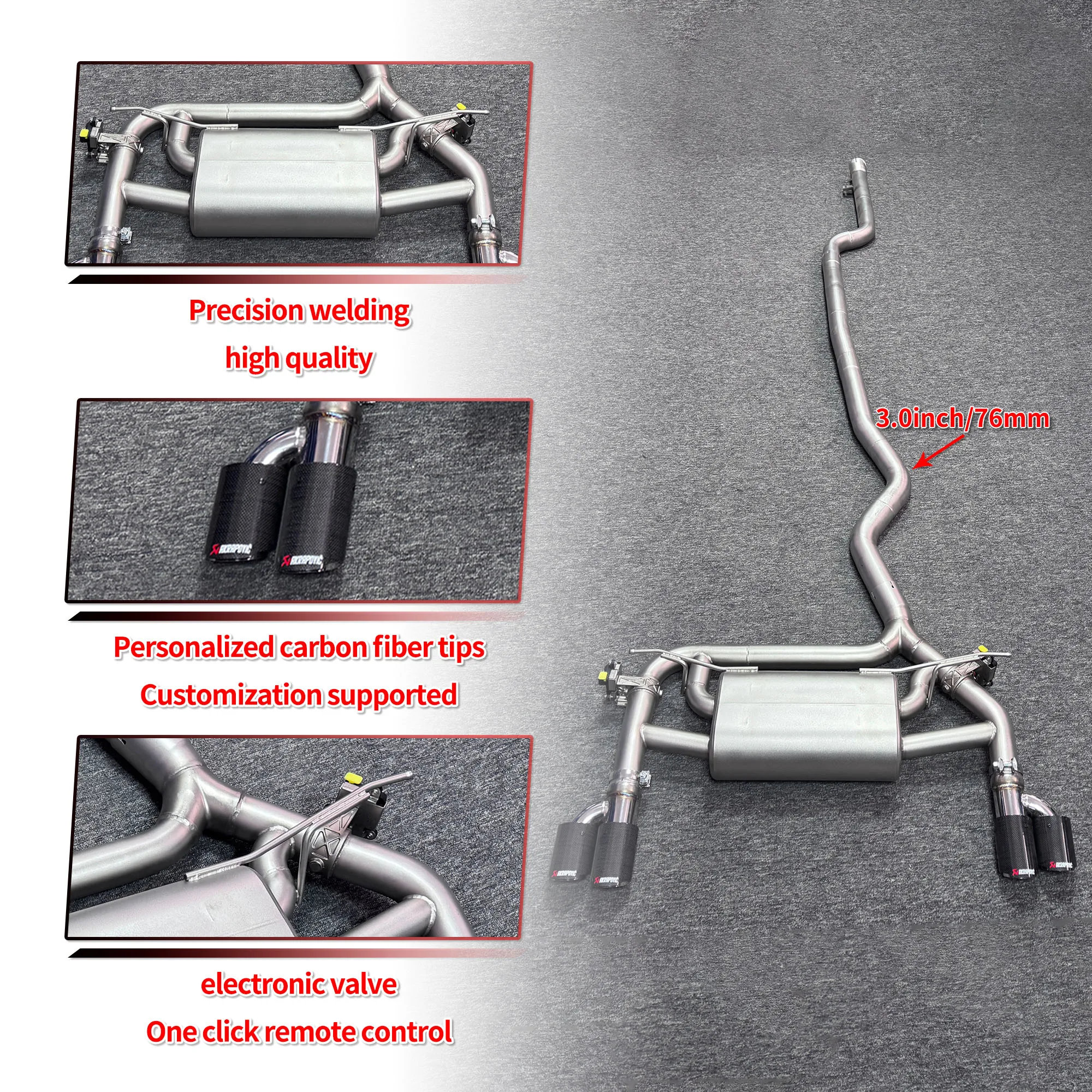 

Выхлопная система Catback с клапаном для BMW B48 F30 F32 330i 430i 2.0T 2013-2018, на заказ