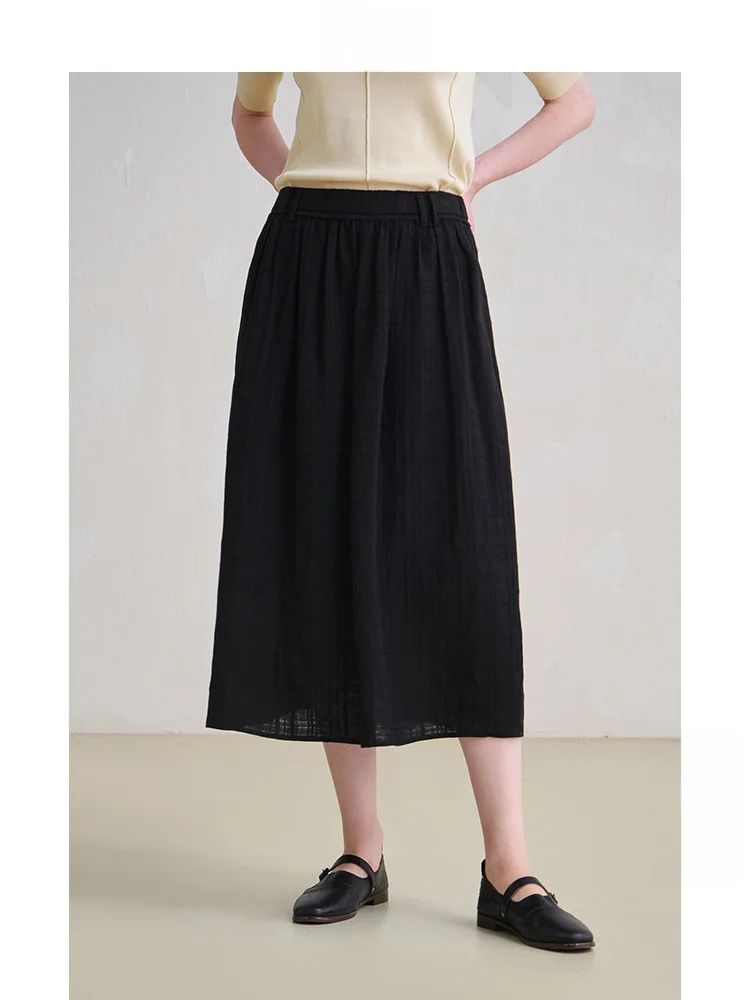 

Оригинальная юбка Lp Travel из 100% льна, художественная, А-силуэта, тонкая, черная, универсальная, для весеннего сезона, женская, модная, для повседневной носки