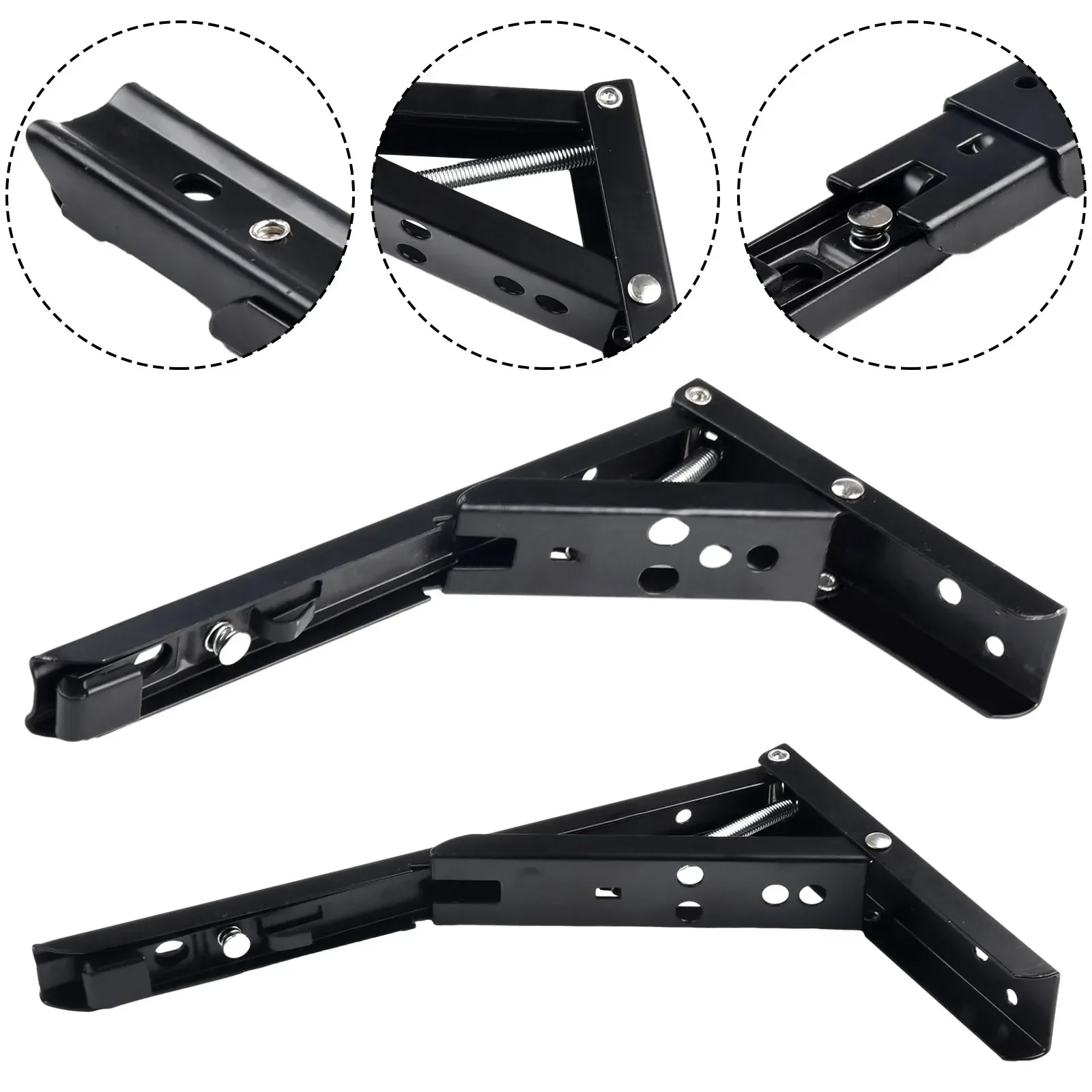 8/10/12/14 Inch Triangle Folding Angle Bracket Heavy Duty Metal DIY Collapsible Shelf Hinge Etrack Accessories Hardware