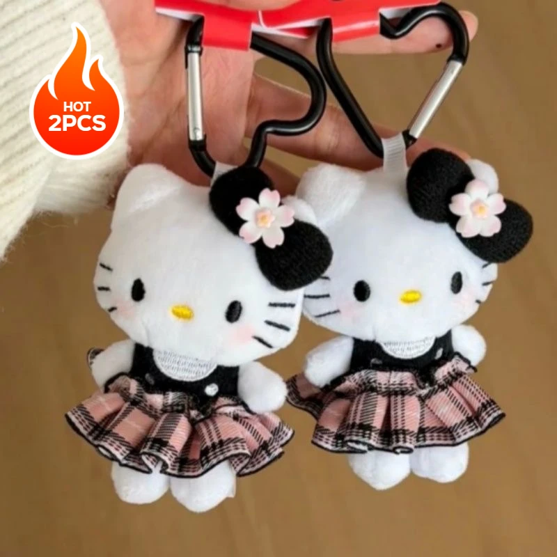 2 Piezas de Peluche de Hello Kitty, Llavero Kawaii KT, Colgante Bonito para Mochila, Accesorios para Llaveros, Regalo de Cumpleaños, Juguete