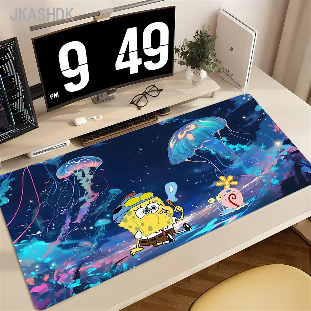 Computer-Mauspad, Gaming-Zubehör, großes Mauspad, bedruckt, Schreibtischunterlage, Tastatur-Pad, S-SpongeBob Schwammkopf, Mauspad Kawaii