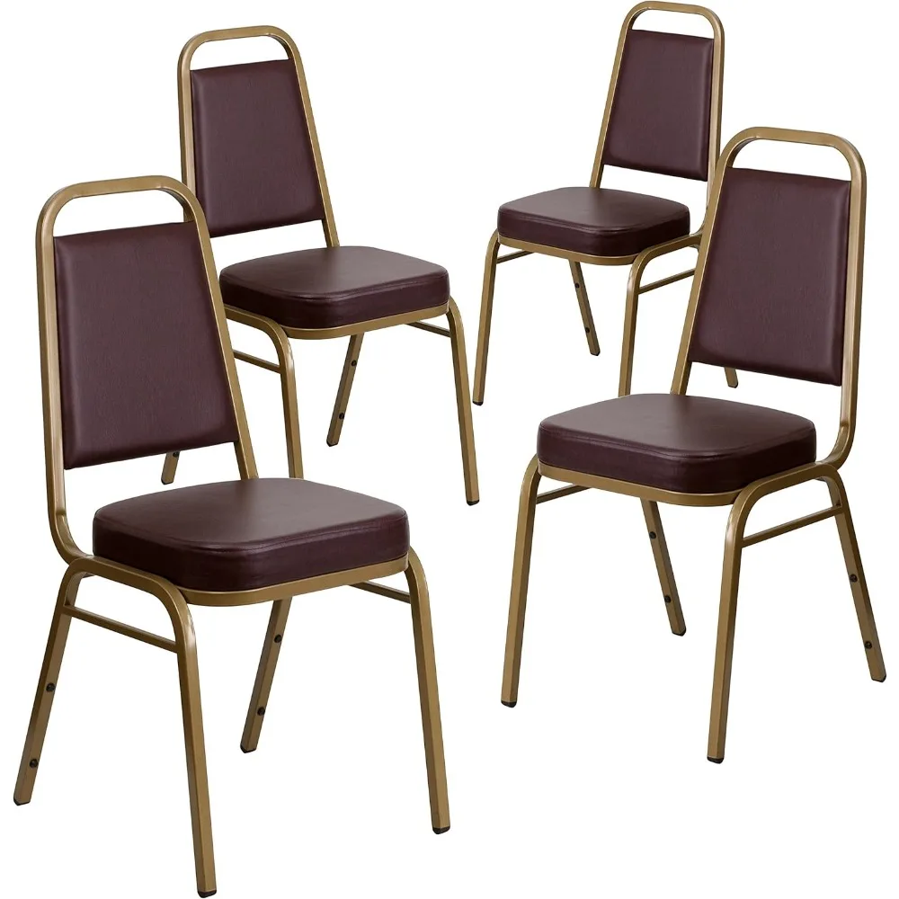 4 Pack HERCULES Series Trapezoidal Back Stacking Banquet Chair in Brown Vinyl -