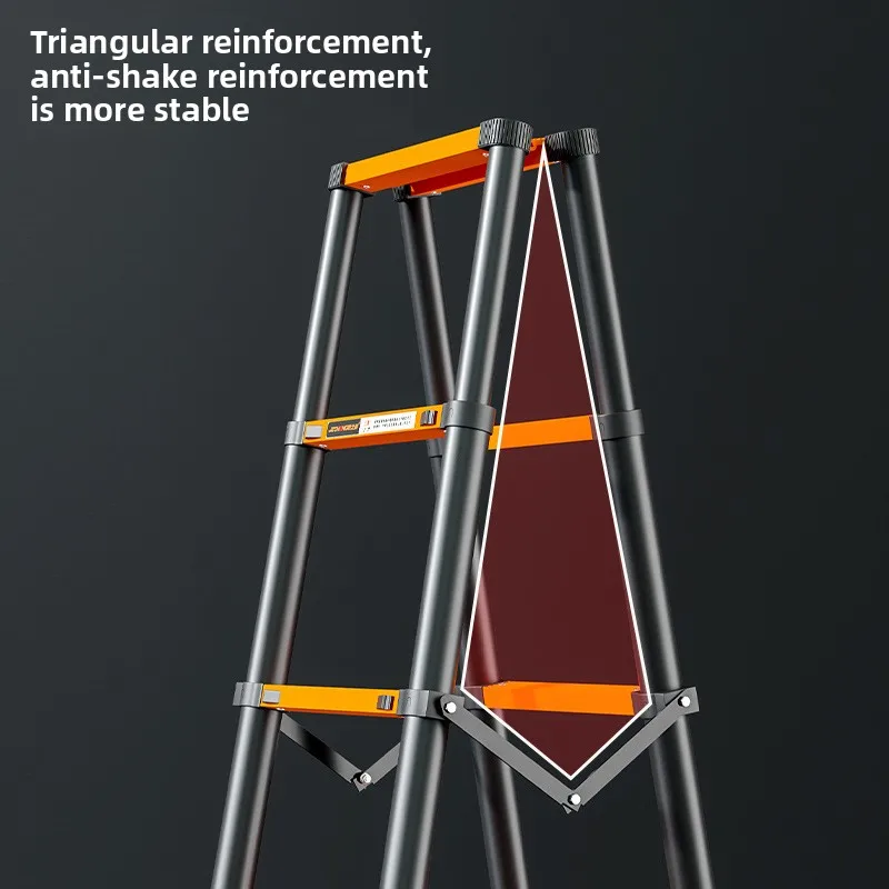 Thickened Carbon Steel Telescopic Ladder Household Multi-functional Herringbone Ladder Bamboo Ladder Lifting and Folding Enginee