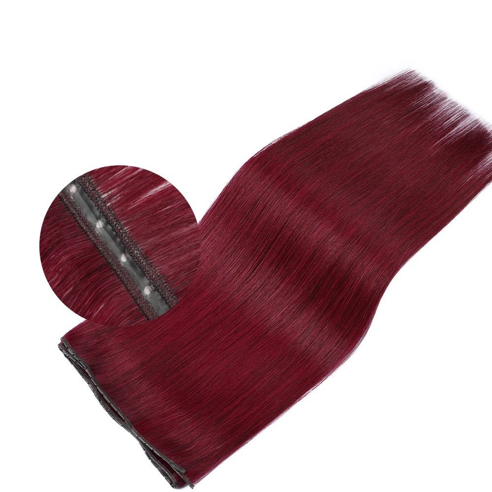 #99J Invisible Hole Flat PU Tape Hair Extensions 100g XO Twin Tabs PU Weft Real Human Hair Microlink No Glue Needed