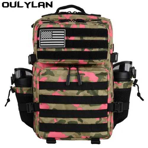 Imagen 2 del producto Mochila táctica Oulylan 25L/35L/45L para hombres y mujeres, impermeable, para atleta, gimnasio, bolsa al aire libre, mochila de viaje para senderismo con portabotellas