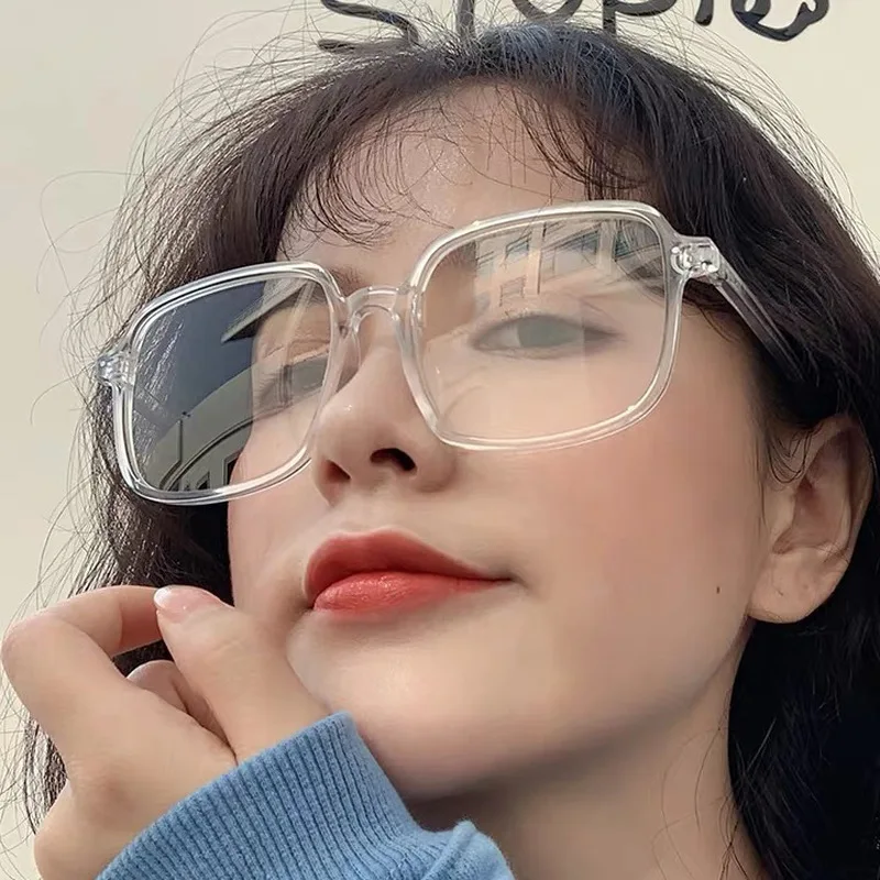Big Square Eyeglasses Frame Anti Blue Blocking Computer Eyeglass Diopter Myopia Glasses -1.0 -1.5 -2.0 -2.5 -3.0 -3.5 -4.0 -4.5