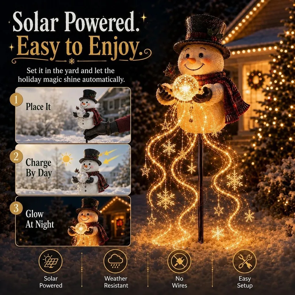 Animated Garden Stake Light Cute Flowing Snowflake Light Christmas Garden Stake Light Animated Snowman  Fountain