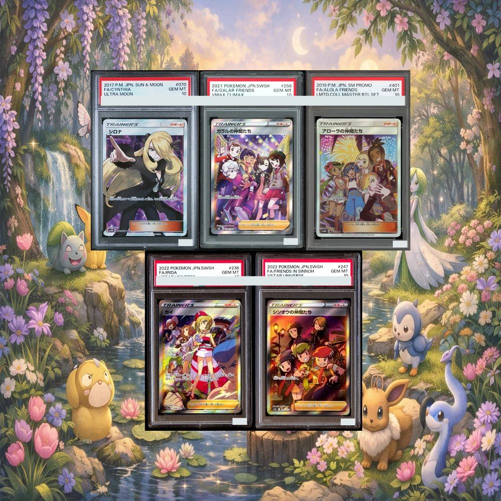 

2017 JPN Sun Moon Fa/Cynthia Ultra Shiny GX DIY Anime PTCG Graded Card GEM MT 10 Collection Trading Card Holographic Label Gift