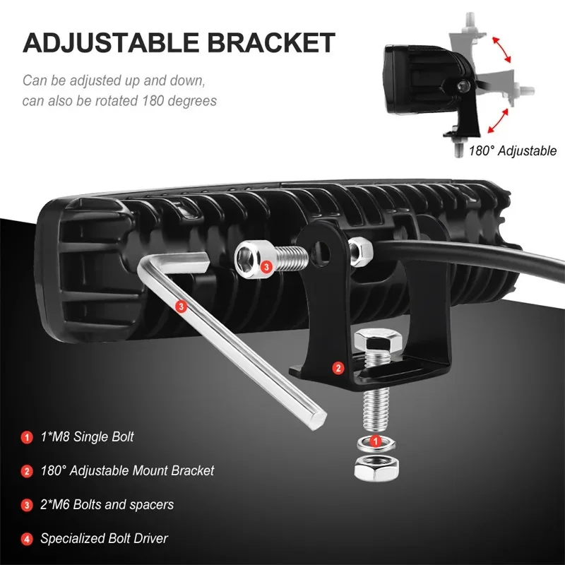 12-80V Dual Lens LED Work Light Auxiliary Fog Lamp Offroad SUV Truck Bumper Roof Driving Light Waterproof Motorcycle Spotlight