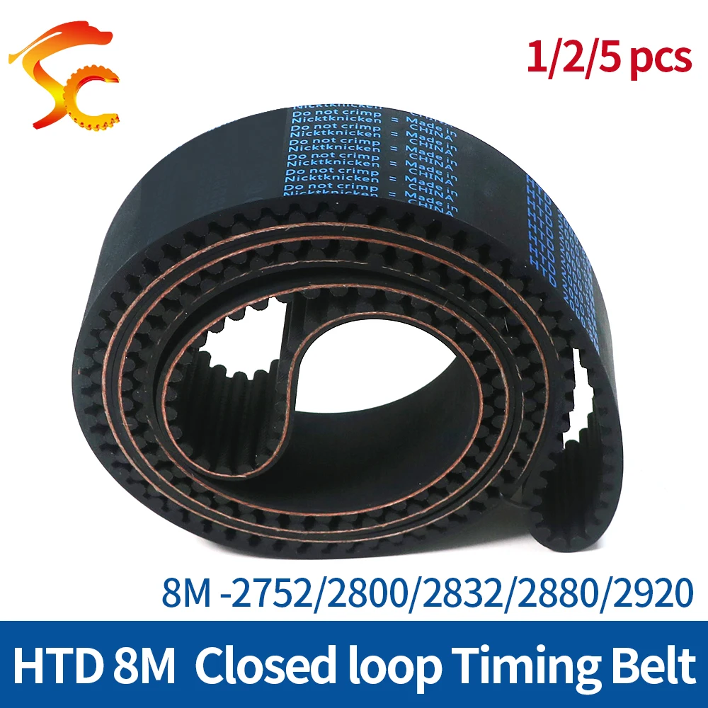 ONEFIRE HTD 8M Timing Belt 8M-2752/2800/2832/2880/2920 Width 20/25/30/40mm Circular Arc tooth  Rubber Closed Loop Belt