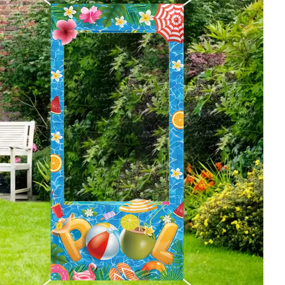 

Summer Pool Party Hollow Background Birthday Party Decorations Supplies Decoration Baby Shower Banner Decor Backdrop Photo Props