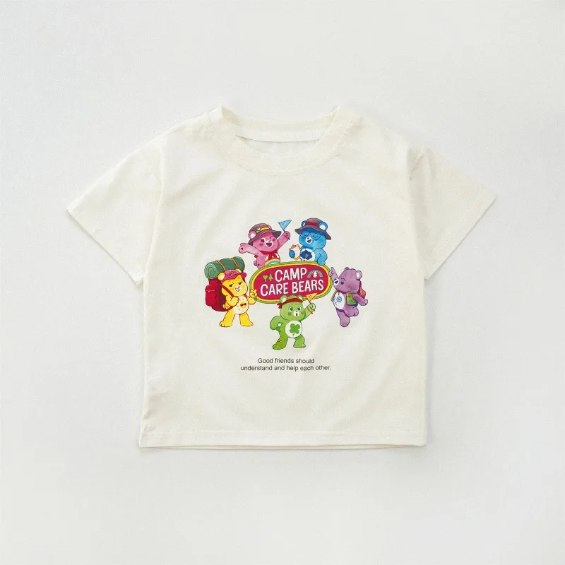 

New Hot Cartoon Care Bears T-Shirts Cute Cartoon Pure Cotton Crew Neck Loose Fit Fashion Casual Short Sleeves for Boys and Girls