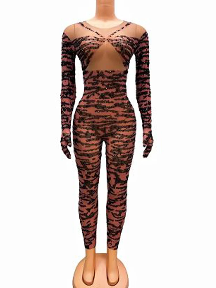 High Quality Hot Diamond Patterned Elastic Jumpsuit 2024 New Fashion Customized Women'S Clothing