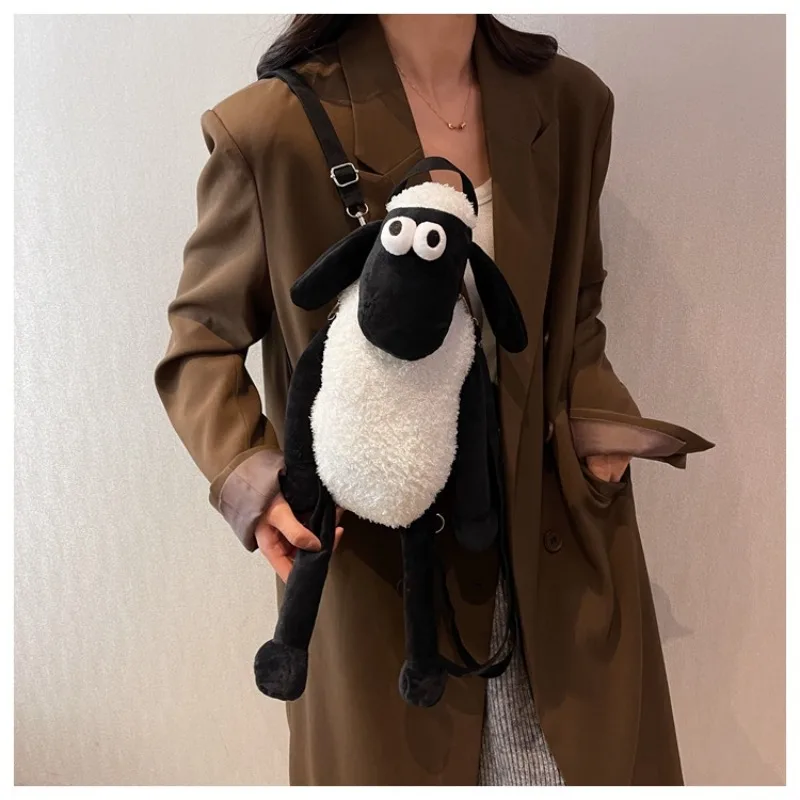 Shawn Lamb Plush Backpack Female 2025 Cute Shawn Goat Cartoon Doll Backpack Large-capacity Decorative Backpack Novelty Kawaii