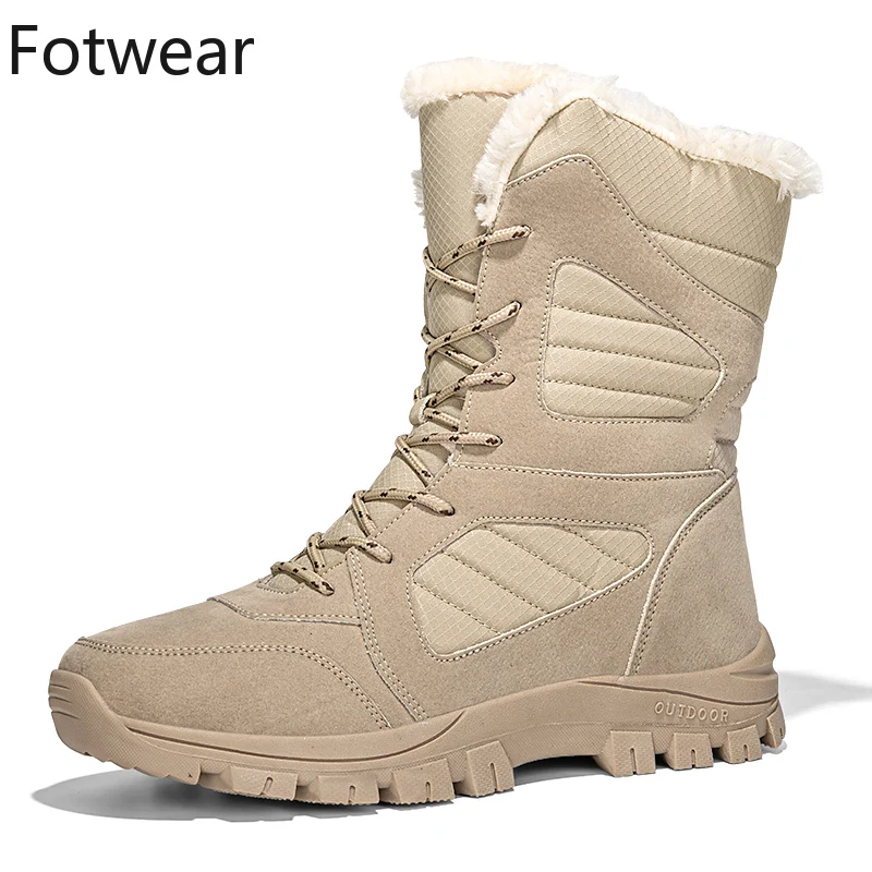 

Winter Snow Boots Unisex 36-45 Warm Plush Men Long Boots Waterproof Windproof Mid-calf Boots High Top Casual Sneakers with Fur