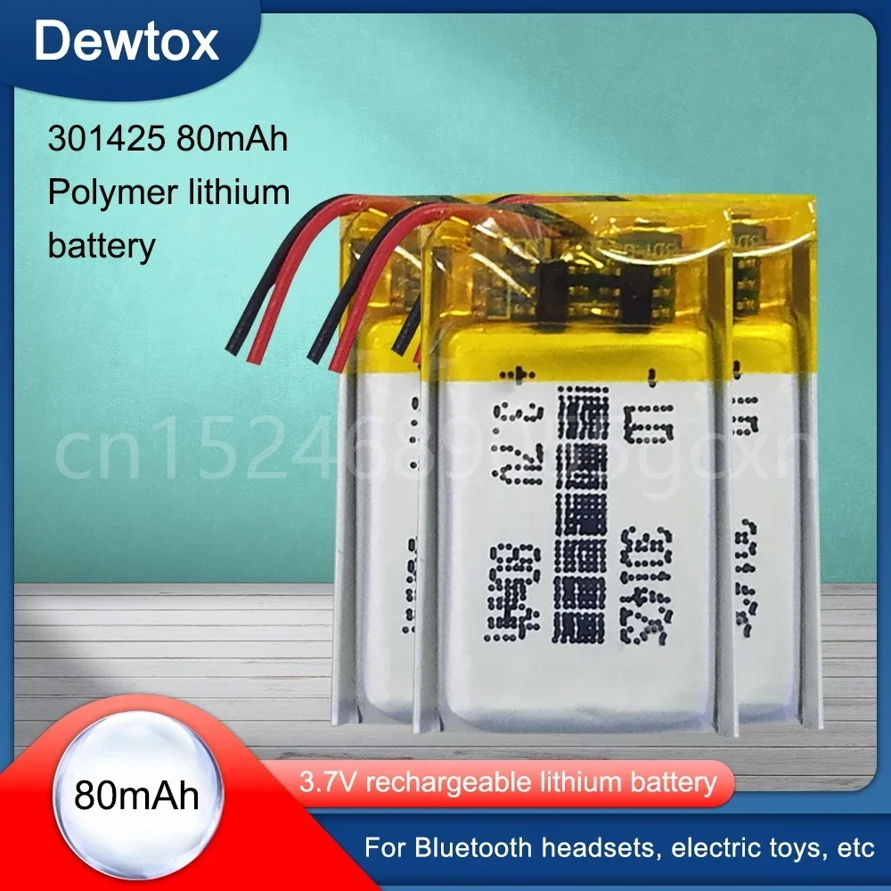 Células Lipo 3,7V 301425   Bateria recarregável de polímero de lítio 80mah para caneta de leitura pulseira inteligente mp3 mp4 mp5 fone de ouvido bluetooth