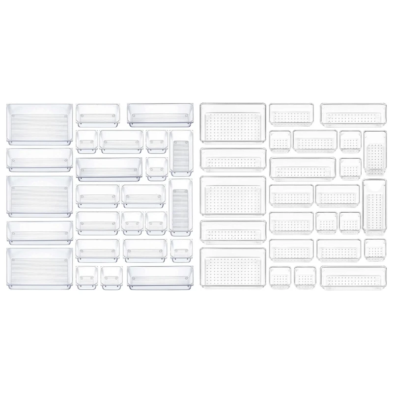 Set of 25 Bedroom and Kitchen Drawer Organizers Set Multiple Sizes Storage Tray M68E