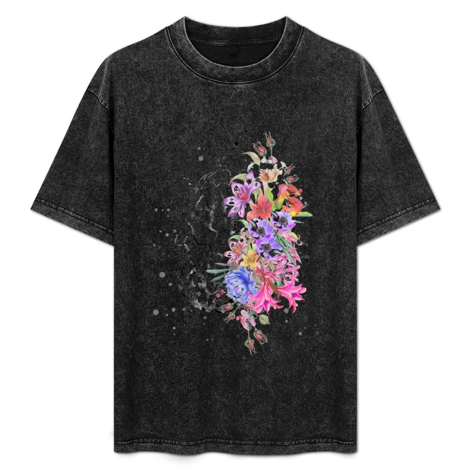 

Brain anatomy,watercolor Brain, flowers brain, brain with Flowers T-Shirt Big Size Crew Neck T-Shirt