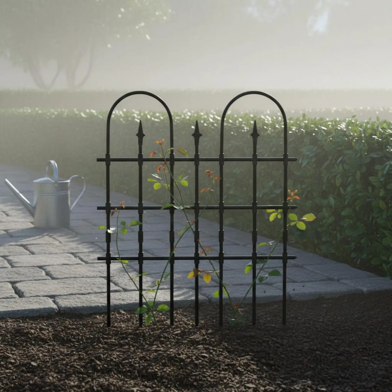 Climbing Plant Trellis Easy to Install Ornamental Yard Fence Iron Fence Panel Heavy Duty Vintage Border Panel Rustic Design
