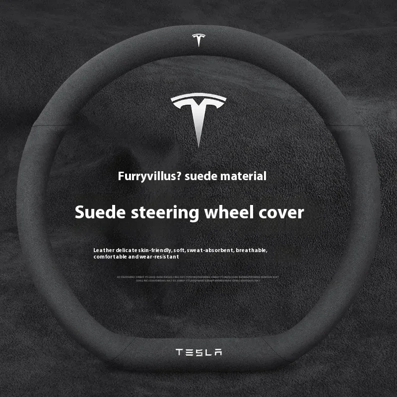 

Car Suede Ventilate Anti-Slip Protector Steering Wheel Cover For Tesla Roadster Model 3 Model Y Model S Model X Accessories