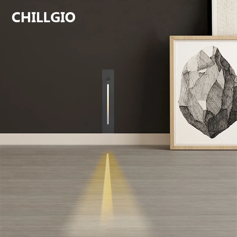 CHILLGIO Magnetic Sensor Led Stair Light Step Exterior PIR Staircase Ladder Sconce Indoor Aluminum Waterproof Recessed Wall Lamp