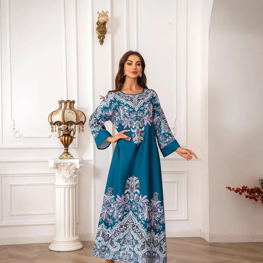 Amazon vend des robes pour femmes du moyen-orient, des robes musulmanes arabes, des vêtements pour femmes, une robe Abaya imprimée unique cw53972