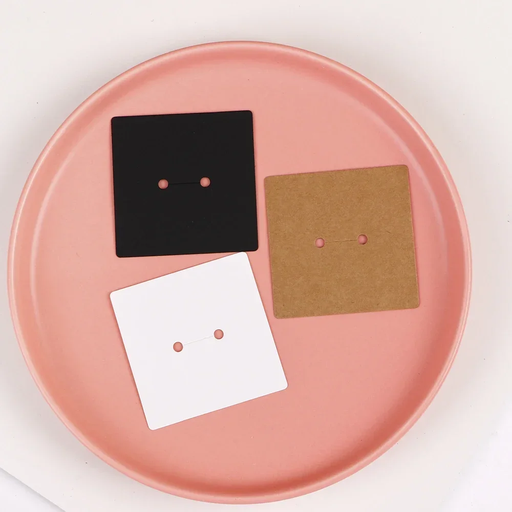 50pcs 6.5x6.5cm Blank Paper Cards Display Stand Ring Holder Jewelry Organizer Hanging Plastic Bag Storage Packages Wholesale