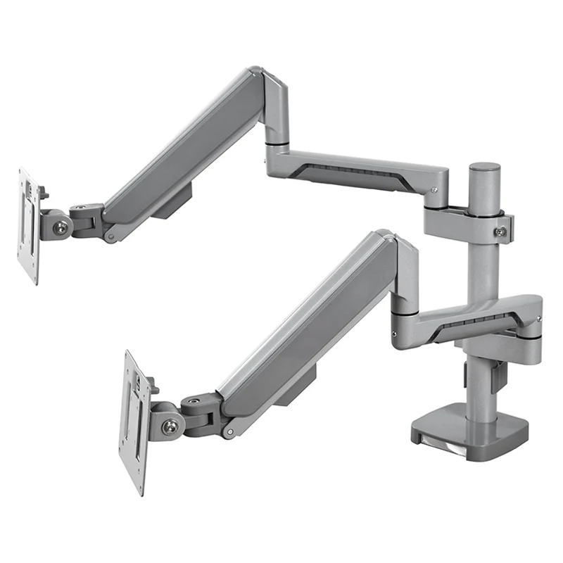 Swelix H11G Gray Dual Monitor Stand Mount 17 36 Inch Articulating Gas Spring Computer Monitor Arm For Desk Maximum 90 Degrees