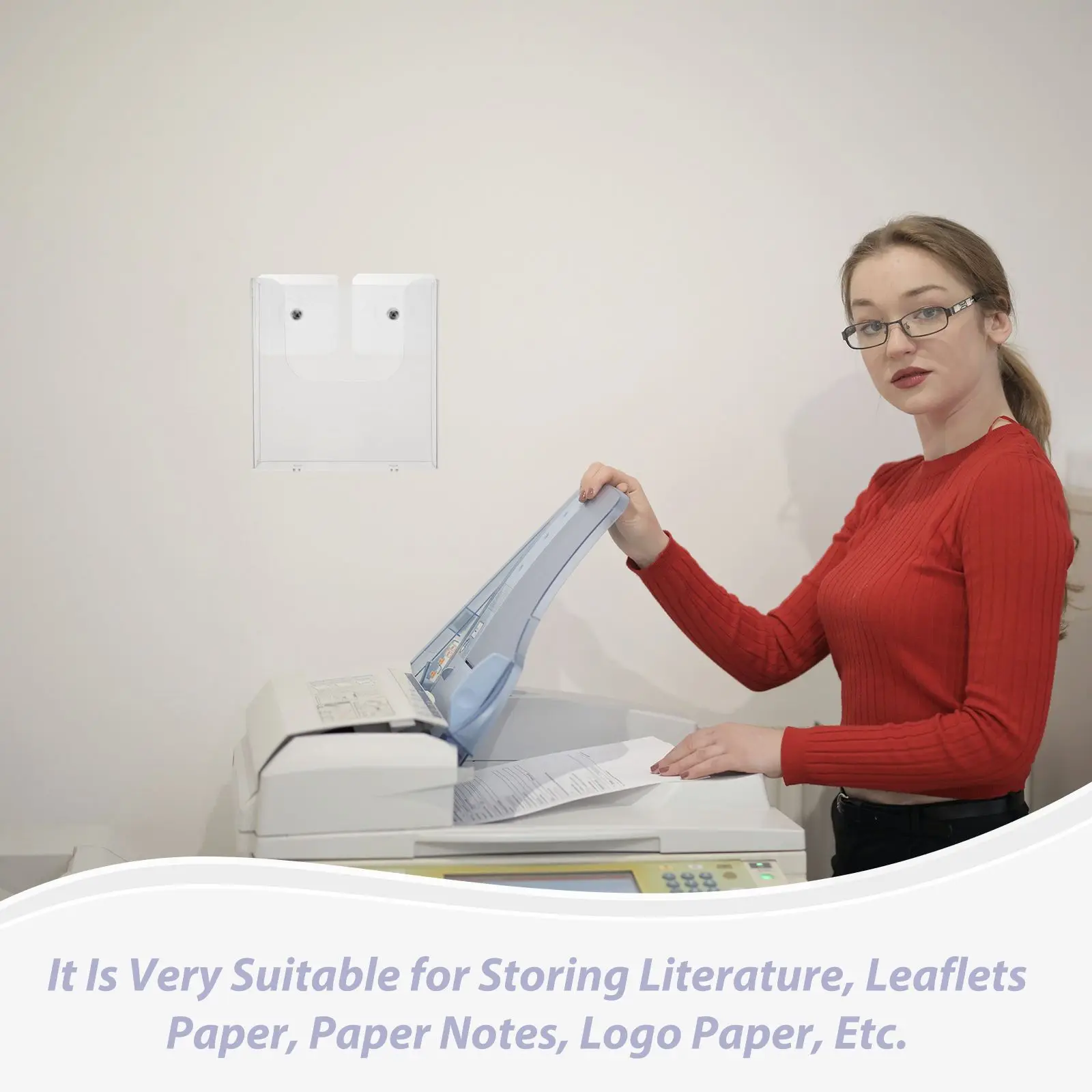 Wall Mount File Rack Transparent Office Organizer For Documents Magazines Pamphlets Sturdy Storage Holder Desk