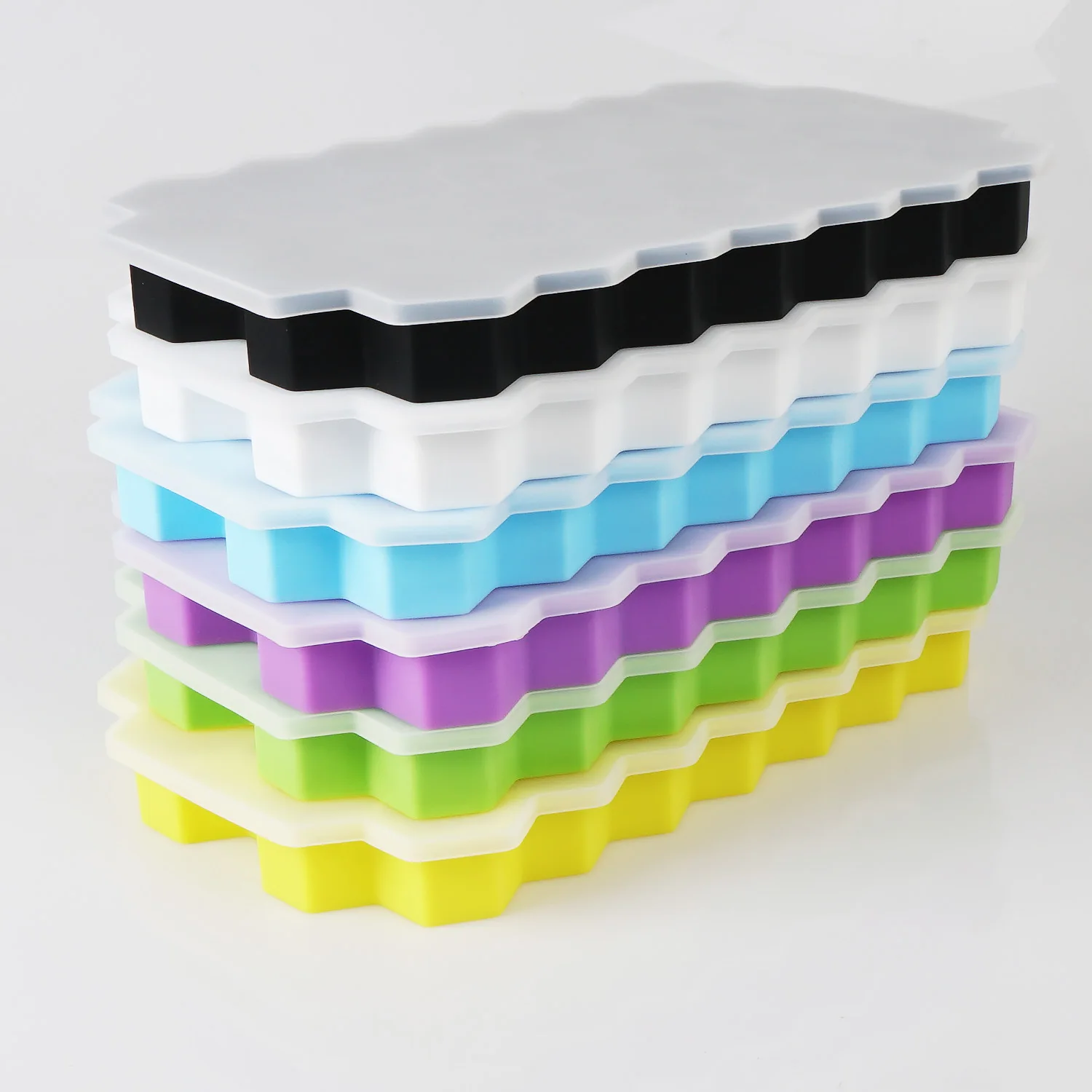 Creative Honeycomb Ice Cube Tray Reusable Silicone Ice Mold Ice cube Maker BPA Free Ice Mould with Removable Lids