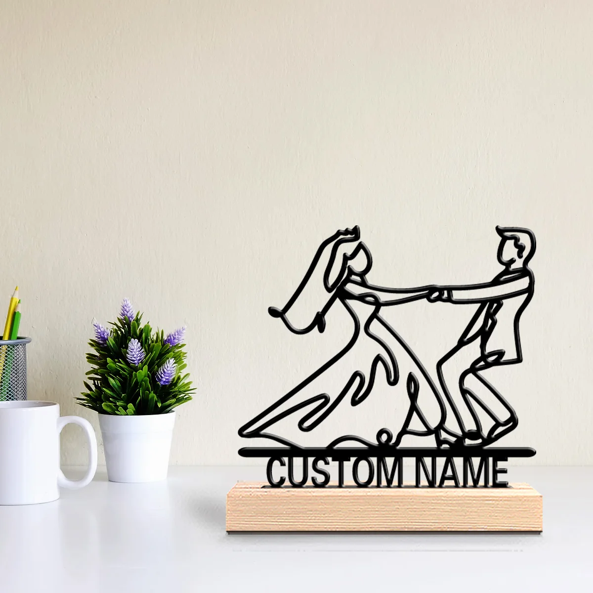 1 pieza Estatuas metálicas personalizadas de pareja bailando, regalo de astronomía con base de madera, ideal para observadores de estrellas, amantes de la astronomía.