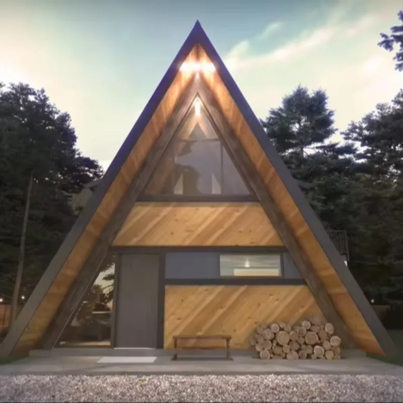Prefab A Frame Cabin Luxurious Wooden Structure a Frame Cabin Triangle House Soundproof for Scenic Resort Holiday Living